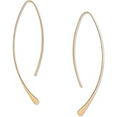 Upside Down Hoop Earrings - Hypoallergenic Lightweight Wire Needle Drop Dangle Threader Hoops for Women, Safe for Sensitive Ears - Plated in 925 Sterling Silver or 18k Gold