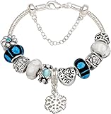You are Always in My Heart Silver-Tone Love Heart Bead Charm Bracelet for Christmas Birthday Anniversary Valentine's Day Valentine Gift
