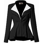 Hybrid & Company Women's Casual Work Office Dressy Double Lapel Single Button Peplum Comfortable Blazer