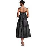 Smileven Jacquard Satin Prom Dresses for Women 2025 Tea Length A Line Formal Evening Gowns with Bow