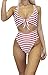 Farktop Womens Swimsuits Sexy Thong Bandeau Bikini High Waisted One Piece Bathing Suit Monokini Red/White Medium