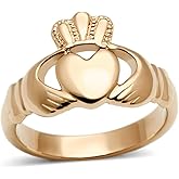 Eternal Sparkles Women's Silver Claddagh Celtic Irish Fashion Comfort Statement Love Ring