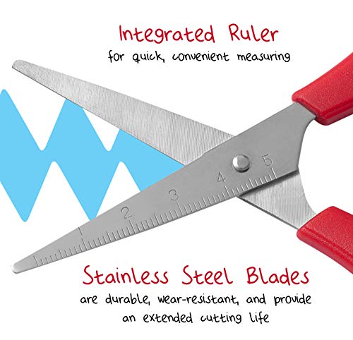 WA Portman Kids Scissors - Red - 12 Blunt Tip 5 Inch Safety Right and Left Handed Scissors for Kids and Toddlers - Scissors Multi Pack - Bulk School Supplies for Classrooms - Thumbnail 2