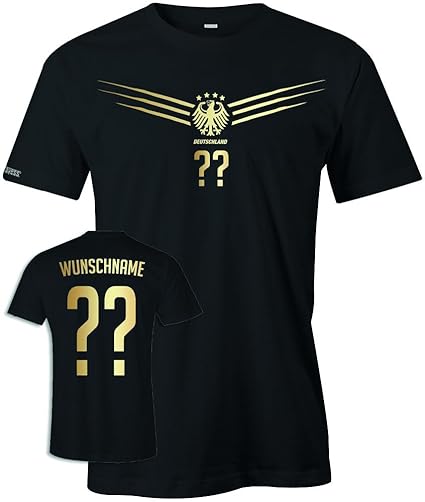 Jayess WM 2018 - Deutschland FLÜGEL Gold - Personalisierbar mit Wunschname und Wunschnummer für Herren, Damen und Kinder