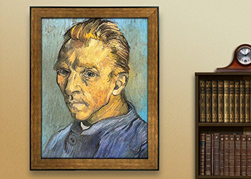 Self Portrait by Vincent Van Gogh Framed Art Print Famous Painting Wall Decor Bronze and Black Frame