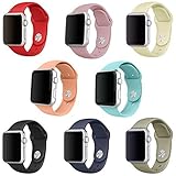 SailFar Unisex Sports Style 38mm Replacement Watch Band for Apple iWatch Version 1 2016 Series 2, Pack of 8