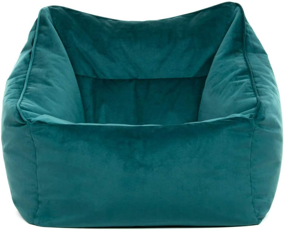 icon Natalia Velvet Bean Bag Chair, Teal Green, Large Adult Bean Bag with Filling Included, Accent Chair, Armchair
