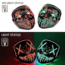 Halloween Mask LED Light up Mask (2 Pack) Scary