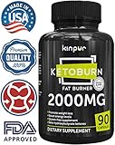 Ketoburn 2000mg Keto Fat Burner Dietary Supplement with goBHB – Keto Exogenous Ketones Boost Energy and Support Appetite Control for Weight Loss and Body Sculpting (90 Capsules)