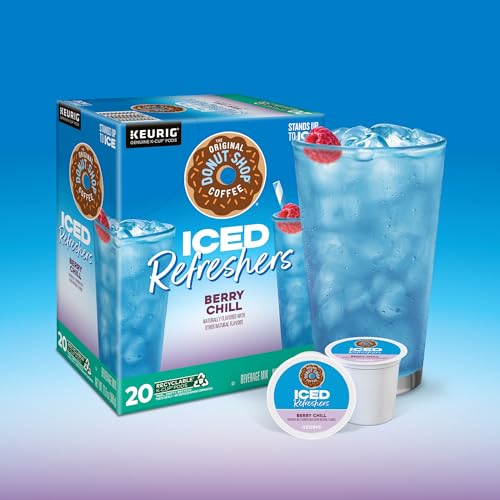 THE ORIGINAL DONUT SHOP ICED REFRESHERS, BERRY CHILL, BREW OVER ICE SINGLE SERVE KEURIG K-CUP PODS, 20-COUNT BOX