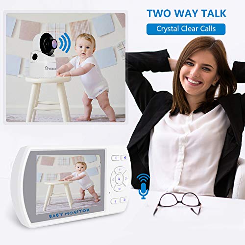 Wohome Video Baby Monitor with Interchangeable Optical Lens, 3.5" Display, Remote Pan-Tilt-Zoom Camera, Two-Way Audio, IR Night Vision and Thermal Monitor