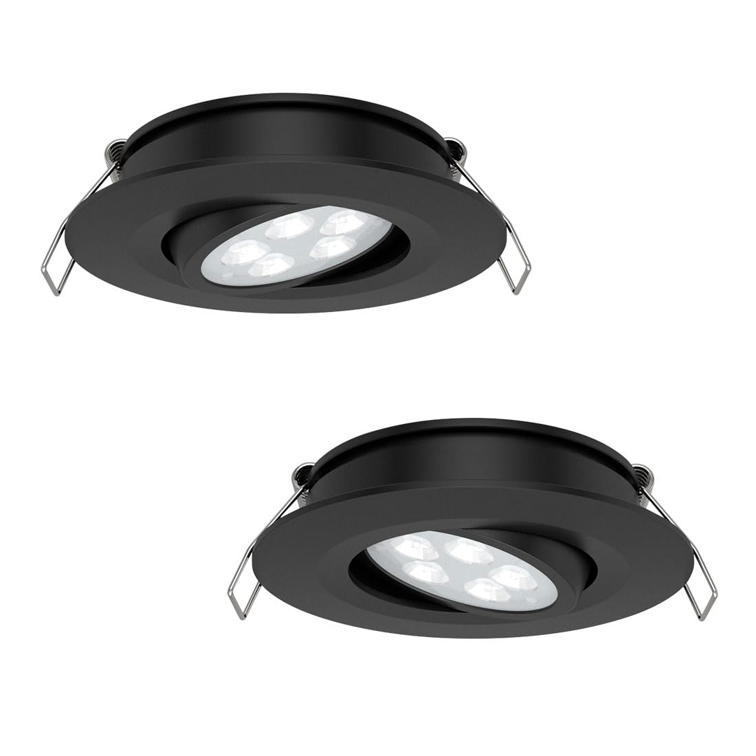 acegoo 2 x Campervan 12V Recessed LED Lights Swivel Spot Light 12 Volt Directional Downlights for Boat Van Motorhome, Dia 74mm 35° Beam Angle Vertical 70° Adjustment 2 Pcs(Black 3000K)