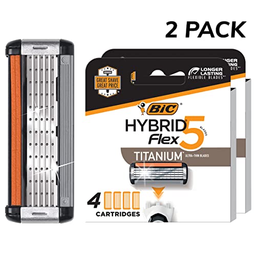 BIC Hybrid Flex 5 Disposable Razor Cartridges for Men, 5 blade razors ...