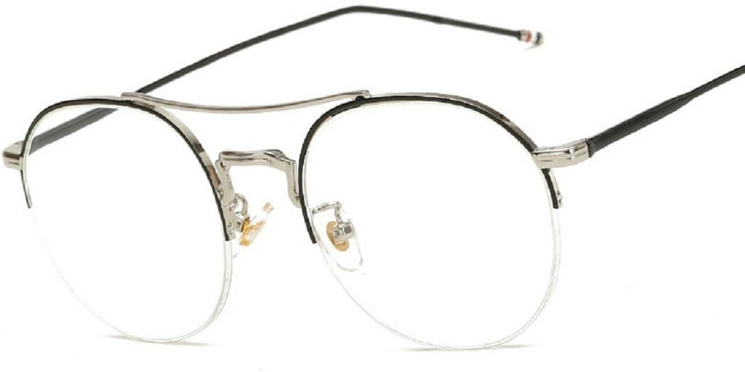 YABINA Oversized Round Metal Frame Clear Lens Glasses