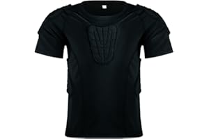 STONEKISS Kid’s Padded Shirts Short Sleeve Compression Chest and Rib Protector T Shirt Youth Protective Gear