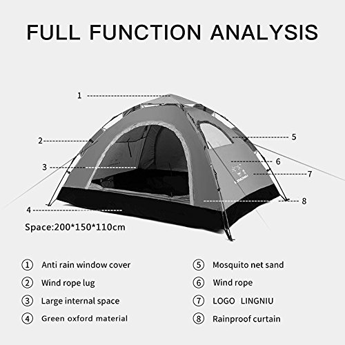 image for lychee 2 Person Camping Tent, Light Weight Quick Opening Design Waterp