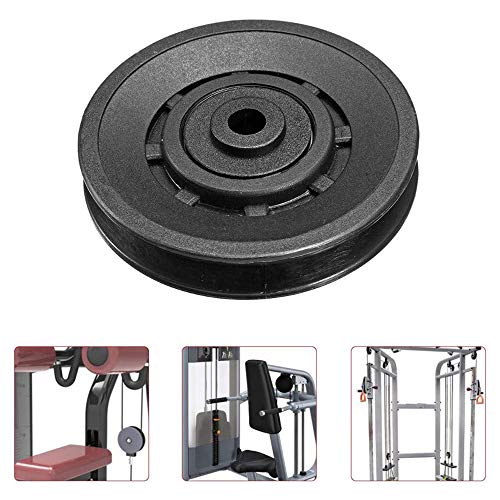 Stahl-Seilrolle-U-Nut-Riemenscheibe-Nylon-Kugellager-Schwarz-Riemenscheibe-Fitness-Kunststoff-Riemenscheibe-Lager-Riemenscheibe-Rad-Riemenscheibe-Kugellager-O90mm-Fuer-Gym-Fitnessgeraete-Ersatzteil-2P