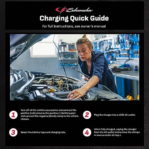 Schumacher SC1304 Fully Automatic Battery Charger Maintainer, and Auto
