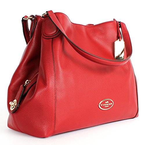 Coach 33547 Edie Pebbled Leather Shoulder Bag Gold/red Currant Buy