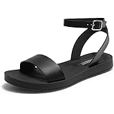 DREAM PAIRS Women’s One Band Ankle Strap Buckle Flat Sandals