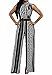 roswear Women's Sexy Plunge V Neck Belted Wide Leg Jumpsuits Romper Black Print X-Large
