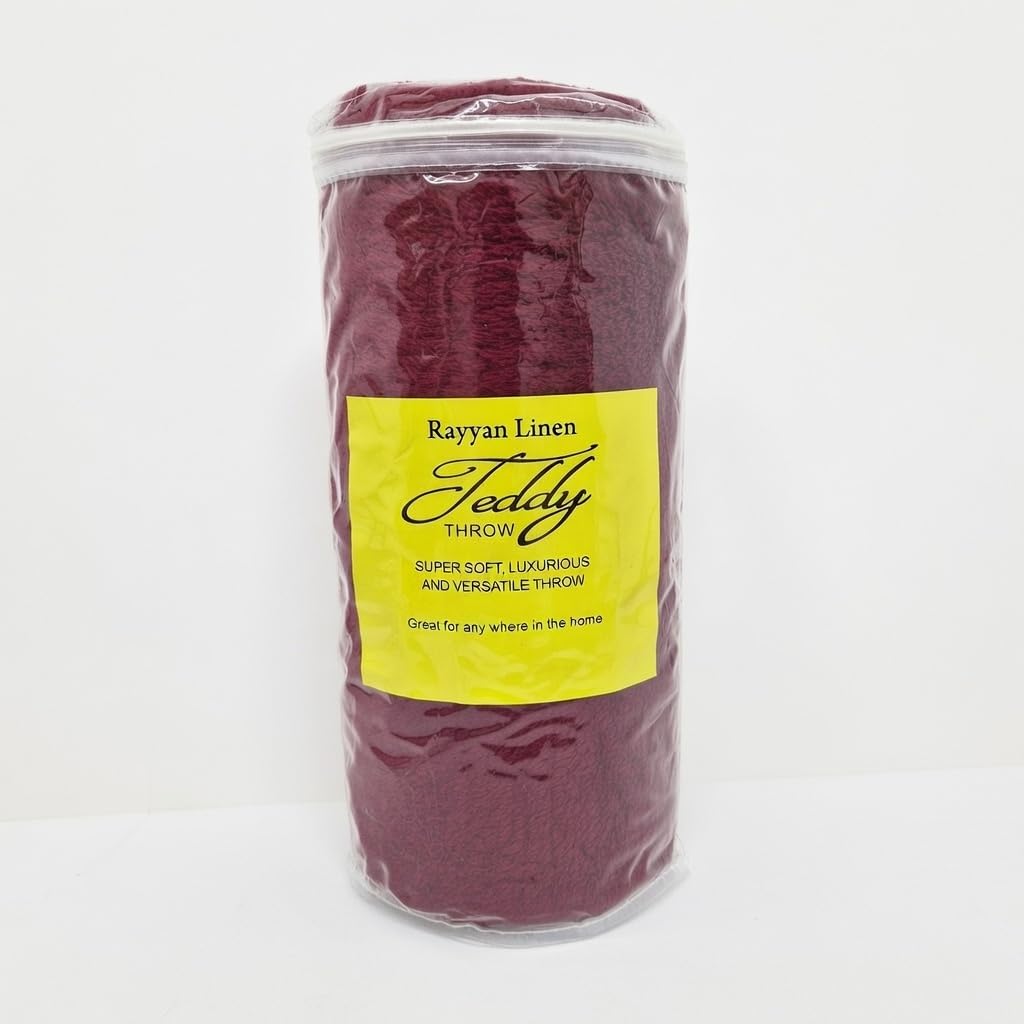 Teddy Fleece Throw Blanket Warm Soft Luxury Cuddly Sofa Bedspread Travel Throw (Red, Single - 100 X 150cm)