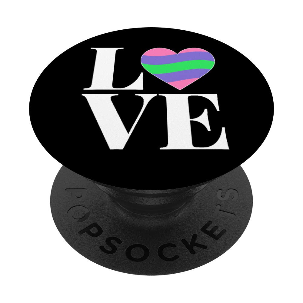 Trigender 'LOVE' Three Gender Gift for Trigender Pride Flag PopSockets Grip and Stand for Phones and Tablets