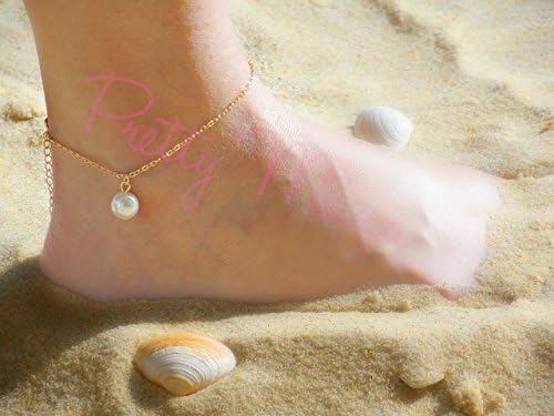 Single Pearl Anklet, Gold Filled or Sterling Silver, Freshwater Pearl, Beach Jewelry, Delicate Ankle Bracelet, Solo Pearl, By Pretty Mana