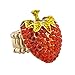 LUX ACCESSORIES Gold Tone Red Bling Pave Large Strawberry Fruit Stretch Ring