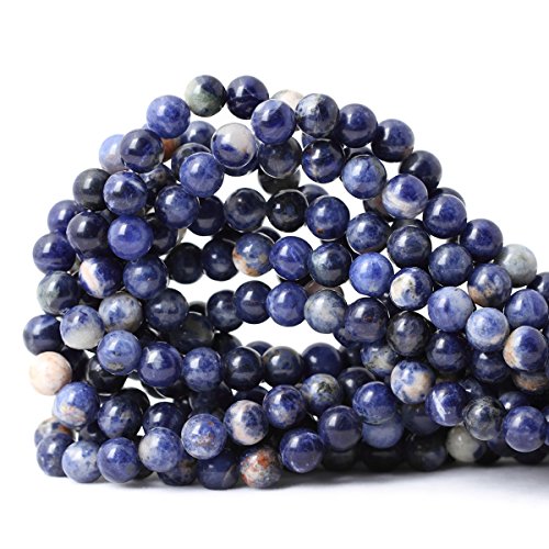 Qiwan 45PCS 8mm Natural Orange Blue Sodalite Gemstone Loose Round Beads Crystal Energy Stone Healing Power for Jewelry Making 1 Strand 15"