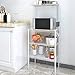 Lifewit 4-Tier Baker's Rack, Microwave Cart Oven Stand with 4 Hanging Hooks & Spice Rack for Kitchen Storage, Carbon Steel, White