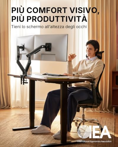HUANUO Dual Monitor Arm for 13-32" Screens (Max 9 kg), FlowLift Pro Monitor Stand, MechaSpring (Tilt/Swivel/Rotatable), Toolless VESA Mount, Base with C-Clamp or Grommet