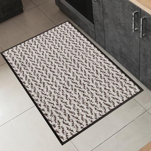 Wash+Dry Doormat Duo Latte 60 x 90 cm, Washable for Indoor and Outdoor Use