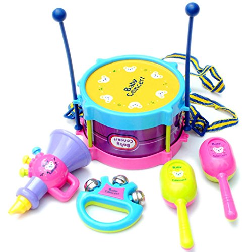Bolayu 5pcs Kids Baby Roll Drum Musical Instruments Toy