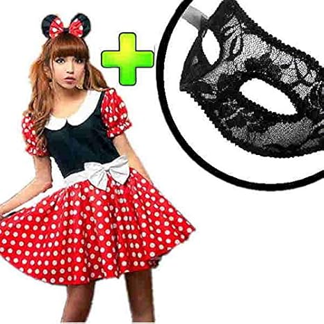 Amazon Misha Brillante ミーシャ ブリランテ ミニーちゃん 風 ワンピース ハロウィン コスプレ レディース Lサイズ リボン カチューシャ オリジナルパッケージ4点 セット ミニーマウス コスプレ 仮装 通販