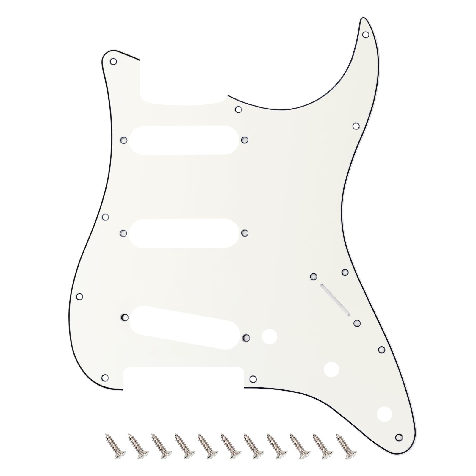 Banworks 3 Ply Strat SSS Pickguard 11-Hole Electric Guitar Pickguard Scratch Plate for USA/Mexican Modern Style Standard Stratocaster ST JT/HB-01 Vintage White — image 1