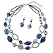 Bocar 2 Strand Statement Choker Shell Necklace and Earring Set for Women Gift (NK-10370-royalblue)