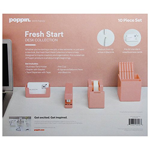 Poppin 10 Piece Set Fresh Start Desk Collection (Blush)