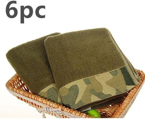 Tender Towels 6PC Army Green Hand Towels Set Camouflage Towels Bathroom Army Green Hand Towels for Man