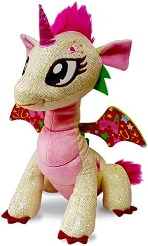 GlitterShine Dragons Plush Stuffed Toy Pink Sparkling Unicorn Dragon - 12 Inches - Glitter Fairy