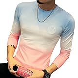 Logeeyar Mens Cotton Fitted Long-Sleeve Contrast Color Stitching T-Shirt