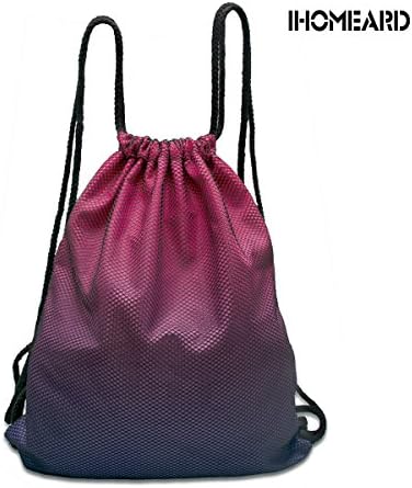 Foldable Cinch Sack Sackpack Drawstring Bag Backpacks IHOMEARD Basic Storage Bag or BBQ Pool, Swim, Beach, Camping, Beach Blanket, Trip, Birthday Party Favor (Purple+Rose Red)