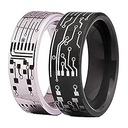 8mm Width Tungsten Carbide Ring Computer Circuit