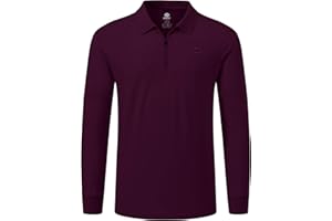 MoFiz Men's Long Sleeve Golf Polo Shirt 1/4 Zip Cotton Casual Work Pullover Collared Athletic Tops for Running Tennis