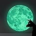 Beautyonline Glow in The Dark Moon Wall Decals 20cm Wall Sticker Luminous Sticker at Night Removable Adhesive Wall Decal for Kids Boy and Girl Bedroom