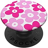Cute Bright Groovy Retro 70s Aesthetic Daisy Flower Pink PopSockets Adhesive PopGrip
