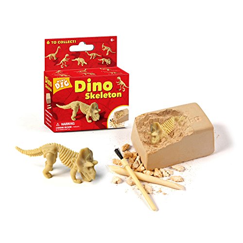 WOW MINI DIG! Glow-in-the-dark - Small Dinosaur Skeleton Dig Kit, Plastic Dino fossil Excavation, 6 Assorted