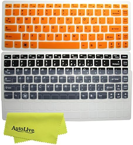 AutoLive TM 3-Pack Translucent Keyboard Cover Skin Protector for Lenovo IdeaPad G40 Y40 Z40 Y400 Y410p Z410 G410 Y470 Z470 Y480 Y480p Z460 Z460A Z480 Z485 Z480 Z465 Z380A Z370 Z360 G485 G480 G475 G470 V485 V480 V470 B470 B475 B480 B490 B4309 M490 M495 Flex 14 Flex 2 (14 inch)(Orange+Black+Clear)