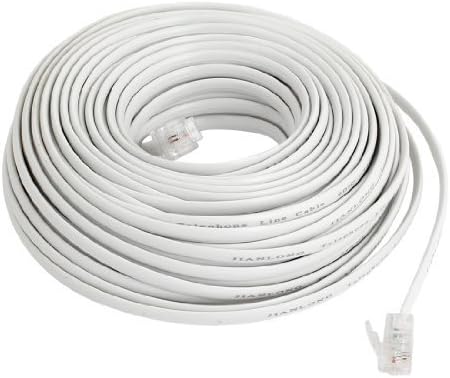 EbuyChX Flexible RJ11 6P2C Telepono extenstion Cable 20M Long White