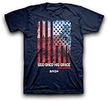 God Shed His Grace On Thee Patriotic Christian T-Shirt Navy